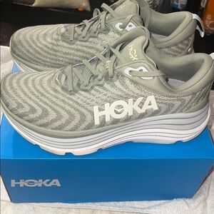Hoka Light Olive Green and Gray Athletic Shoes (BOX NOT INCLUDED)